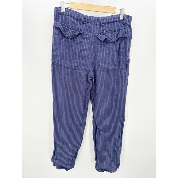 Tommy Hilfiger Striped Linen Blend Pants Drawstring Waist Casual Trousers Large - Picture 2 of 8